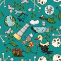 Seamless pattern on the theme of ecology the pollution of the ea