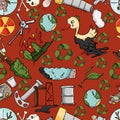 Seamless pattern on the theme of ecology the pollution of the ea