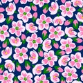 Vector illustration of seamless pink blossom pattern.