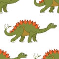 Vector illustration of a seamless repeating pattern of dinosaur Royalty Free Stock Photo