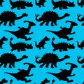 Vector illustration of a seamless repeating pattern of dinosaurs Royalty Free Stock Photo