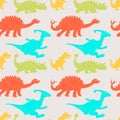 Vector illustration of a seamless repeating pattern of dinosaurs Royalty Free Stock Photo