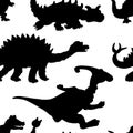 Vector illustration of a seamless repeating pattern of dinosaurs Royalty Free Stock Photo