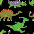 Vector illustration of a seamless repeating pattern of dinosaurs Royalty Free Stock Photo