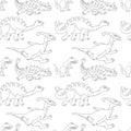 Vector illustration of a seamless repeating pattern of dinosaurs Royalty Free Stock Photo