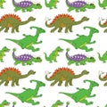 Vector illustration of a seamless repeating pattern of dinosaurs Royalty Free Stock Photo