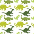 Vector illustration of a seamless repeating pattern of dinosaurs Royalty Free Stock Photo