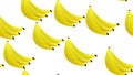 Vector illustration of seamless summer pattern with yellow peeled and unpeeled bananas isolated on sky blue background, cartoon Royalty Free Stock Photo