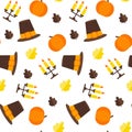 Seamless Thanksgiving pattern with hat Royalty Free Stock Photo