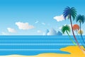 Vector illustration seascape background over sea with coconut an Royalty Free Stock Photo