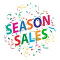 Season sales background with colorful confetti Royalty Free Stock Photo