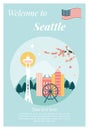 Vector illustration of Seattle city with landmarks