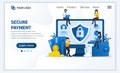 Vector illustration of Secure payment or money transfer concept with characters. Modern flat web landing page template design for Royalty Free Stock Photo