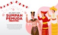 Vector illustration. selamat hari Sumpah pemuda. Translation: Happy Indonesian Youth Pledge