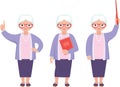 Vector illustration of a senior cute teacher different gestures and poses