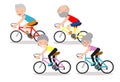 Vector illustration of seniors riding on bicycle, Happy retired people. Healthy lifestyle