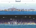 Vector illustration of Seoul at day and night