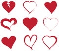 Vector Hearts Set. Valentine`s Heart Background. Nine different Hearts Background.