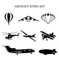 Vector illustration of set of airplanes silhouettes Royalty Free Stock Photo