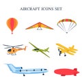 Vector illustration of set of airplanes silhouettes Royalty Free Stock Photo