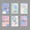 Vector illustration set of artistic colorful universal cards. Wedding, anniversary, birthday, holiday, party. Royalty Free Stock Photo