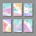 Vector illustration set of artistic colorful universal cards. Royalty Free Stock Photo