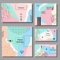 Vector illustration set of artistic colorful universal cards. Royalty Free Stock Photo