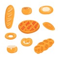 Vector illustration of a set of bakery products isolated on a white background.