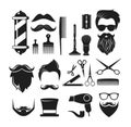 Vector illustration set of Barber Shop icons. Barber shop logo elements, labels, badges in vintage style isolated on Royalty Free Stock Photo