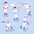 Set of baseball cartoon players