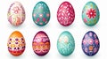 vector illustration set, beautiful handpainted easter eggs isolated on a white background. Beautiful design element