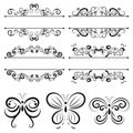 Vector illustration set of border calligraphic and dividers decorative, calligraphic swirl Royalty Free Stock Photo