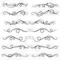 Vector illustration set of border calligraphic and dividers decorative, calligraphic swirl Royalty Free Stock Photo