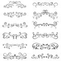 Vector illustration set of border calligraphic and dividers decorative