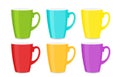 Vector illustration set of bright colorful cups isolated on white background. Royalty Free Stock Photo