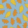 Vector Illustration, Set Of Bright Realistic Autumn Oak Leaves.