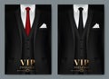 Vector illustration of Set of business card templates with suit and tuxedo Royalty Free Stock Photo