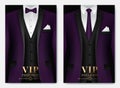 Vector illustration of Set of business card templates with suit and tuxedo Royalty Free Stock Photo