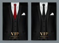 Vector illustration of Set of business card templates with suit and tuxedo Royalty Free Stock Photo