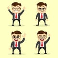 Vector illustration. Set of business man in different poses.