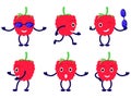 Vector illustration set cartoon funny raspberry