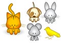 Vector illustration set of cartoon pet animals