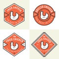 Set of chicken meat logo, badges, banners for shop, restaurant.