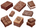 set of chocolate brownies in different shapes and styles Royalty Free Stock Photo