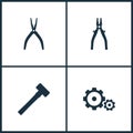 Vector Illustration Set Cinema Icons. Elements of Pile, Sledgehammer and Gear icon