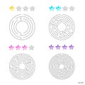 vector illustration of set of 4 circular mazes for kids at diffe