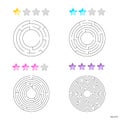 vector illustration of set of 4 circular mazes for kids at diffe