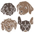 Vector illustration set of colored dog silhouettes. Royalty Free Stock Photo