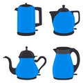 Vector illustration for set of colored electric teapots