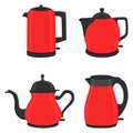 Vector illustration for set of colored electric teapots